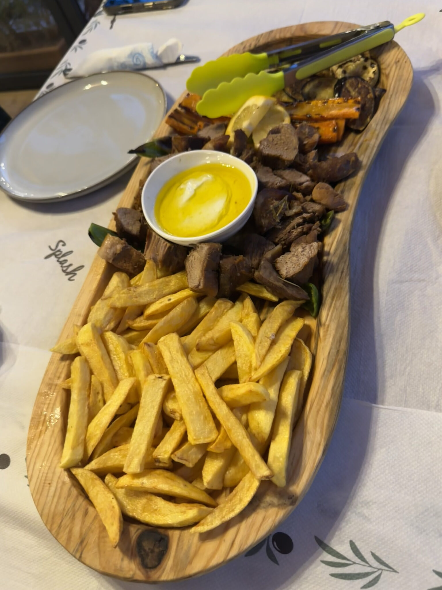 ChrisxBianca, Chris & Bianca, Albania, Theth, Mikpritja dinner - meats, chips, vegetables